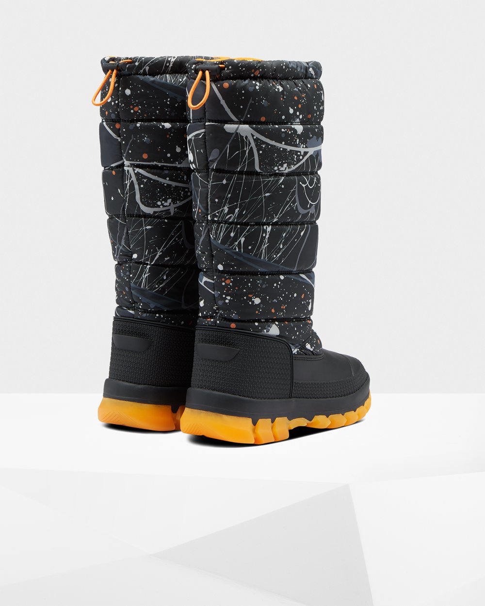 Hunter Original Printed Insulated Tall Snow Boots - Clearance Sale Womens Grey Black - DGMWFP528